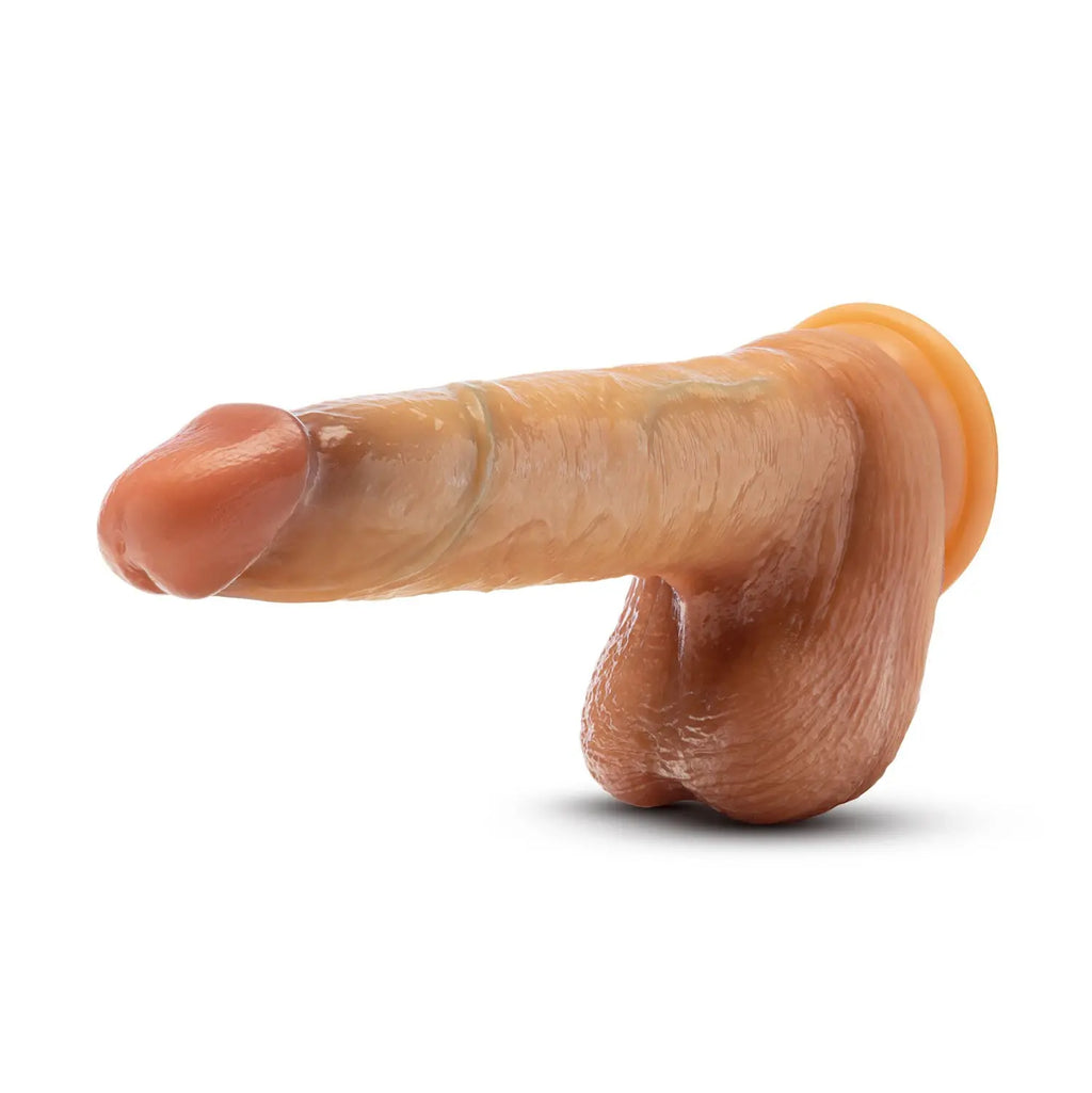Renaissance - Davinci - 8 Inch Sliding Foreskin Dildo With Squeezable Balls - Tan – body-safe materials | Fu'Cha Exotics