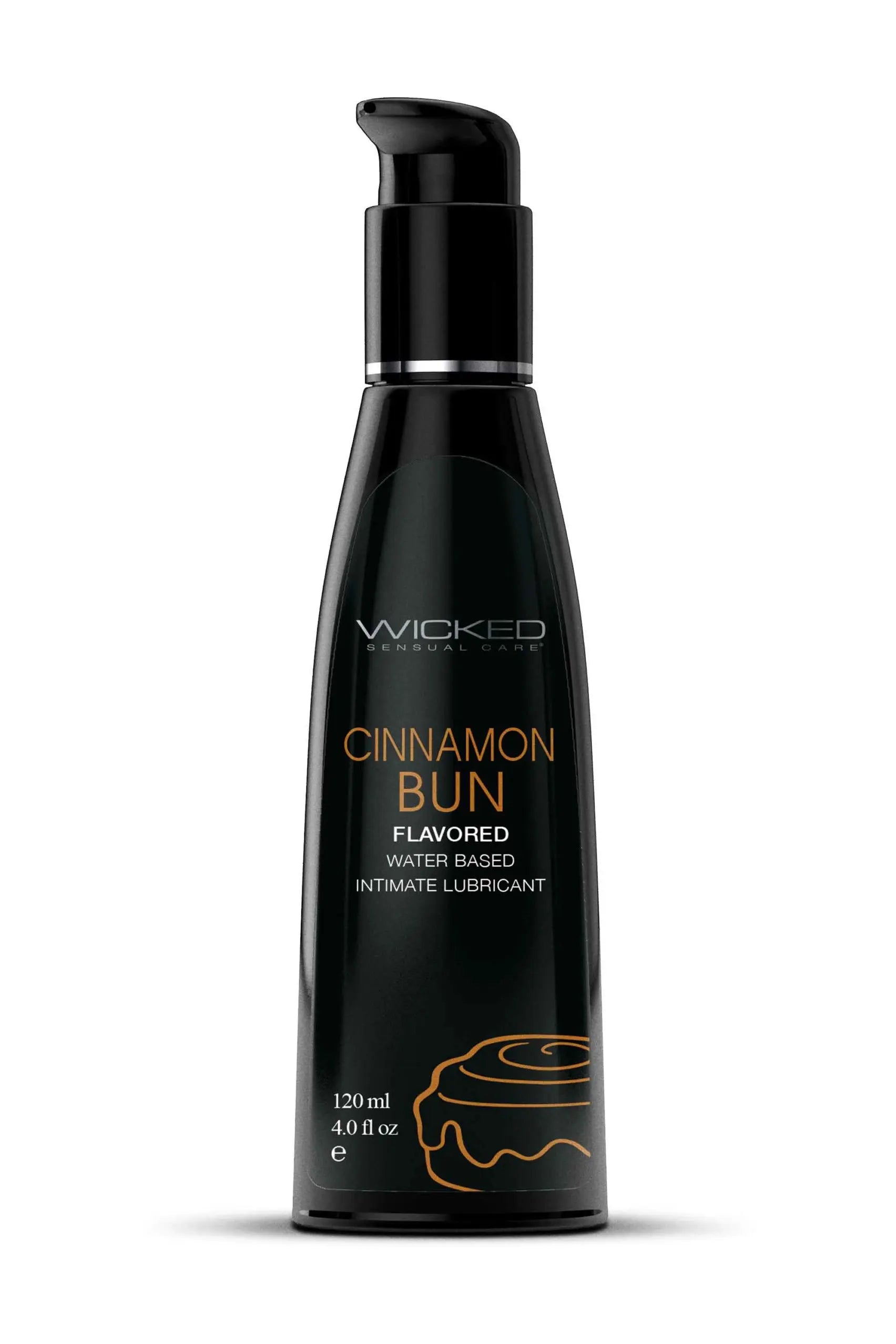 Cinnamon bun flavored water-based intimate lubricant bottle, 4 fl oz