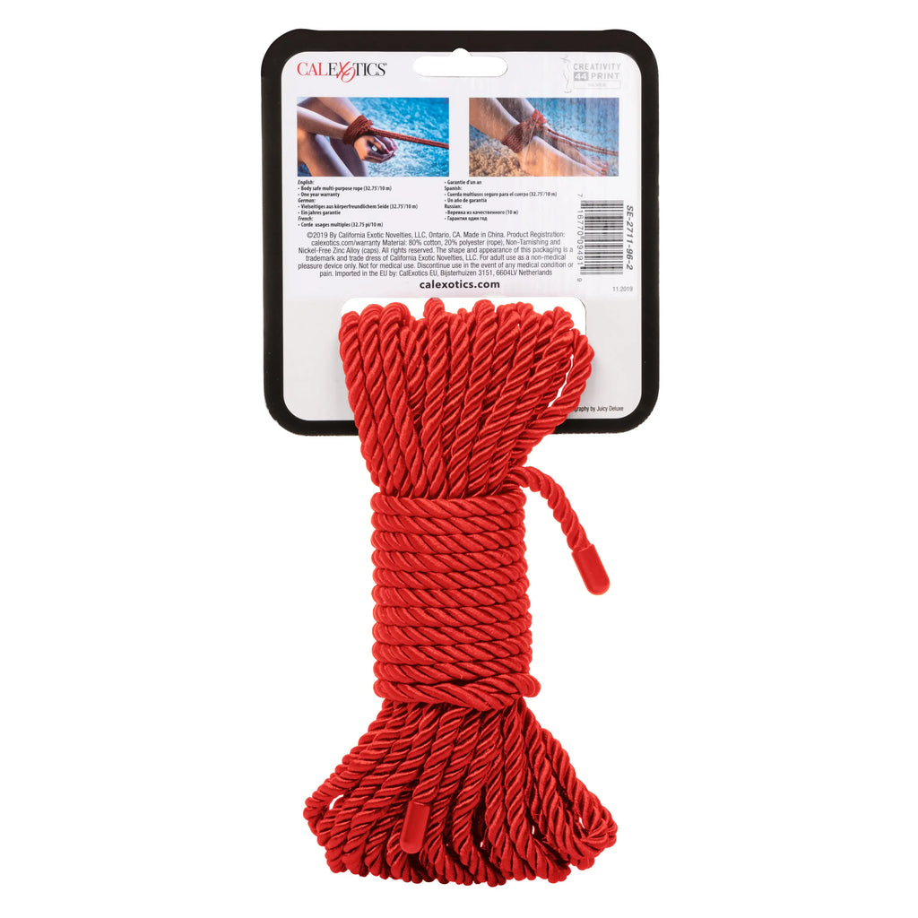 Scandal BDSM Rope 32.75ft/ 10m - Red – body-safe materials | Fu'Cha Exotics