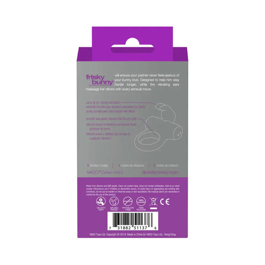 Frisky Bunny Vibrating Ring Perfectly Purple – body-safe materials | Fu'Cha Exotics