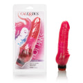 Hot pink 8-inch curved clitoral vibrator, textured tip, black base