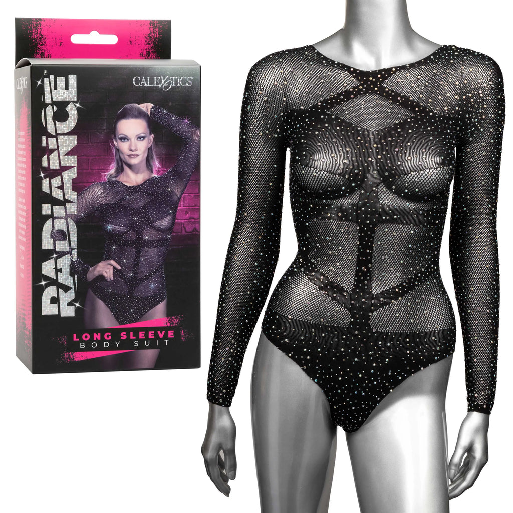 Radiance Long Sleeve Body Suit - One Size - Black – nylon | Fu'Cha Exotics