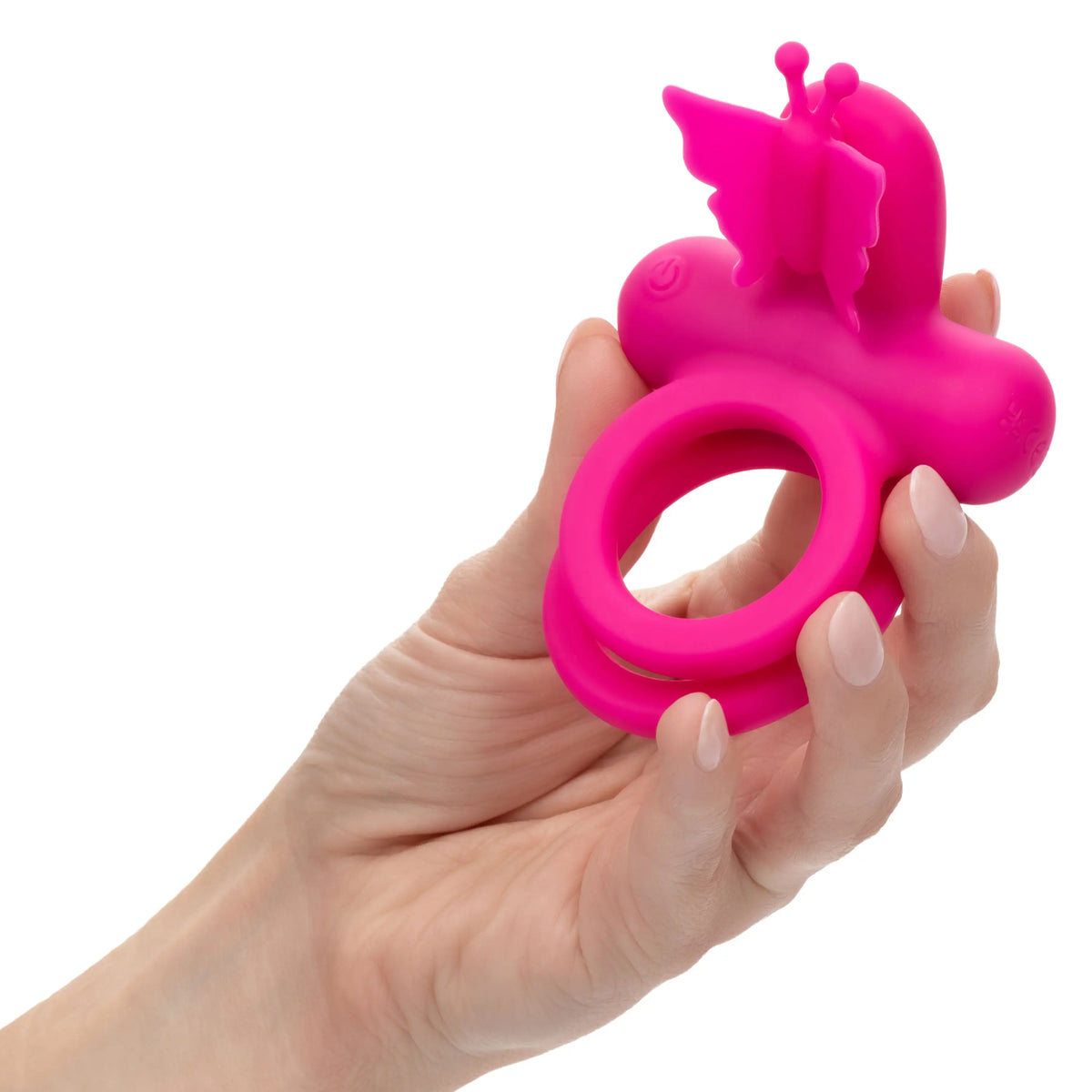 Silicone Rechargeable Dual Butterfly Ring - Pink – body-safe materials | Fu'Cha Exotics