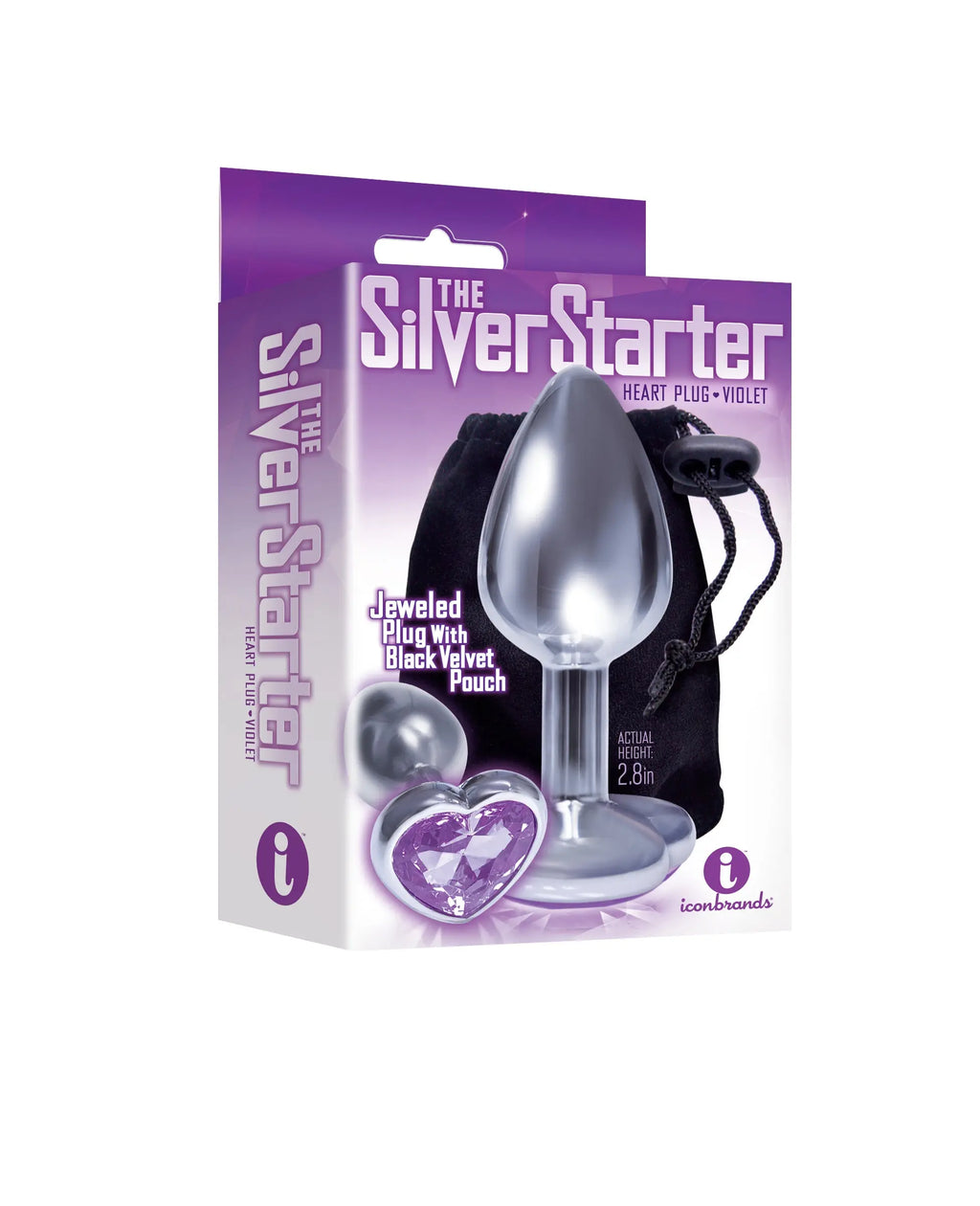 The 9's the Silver Starter Heart Bejeweled Stainless Steel Plug - Violet – stainless steel | Fu'Cha Exotics