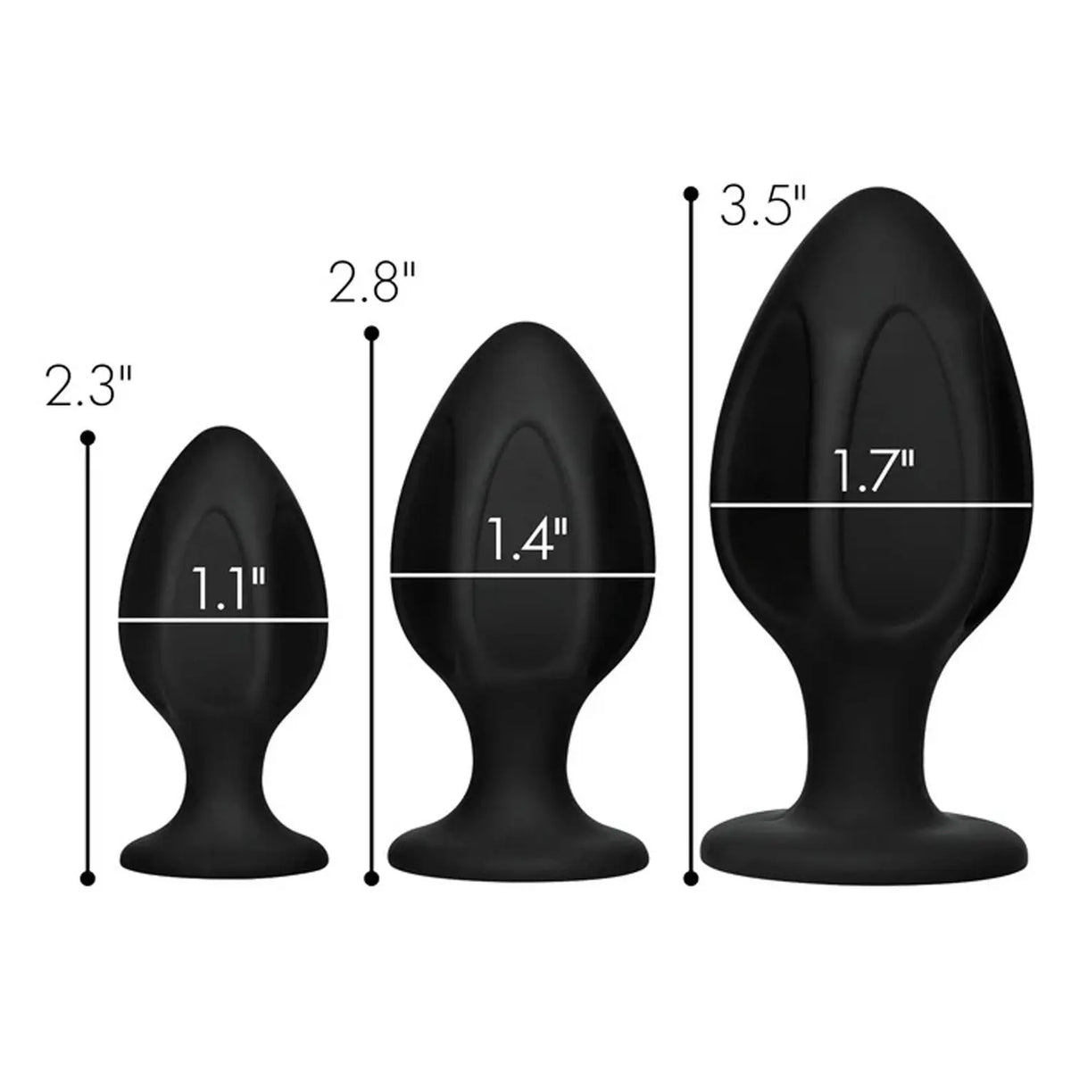 Triple Juicers Silicone Anal Trainer Set - Black – body-safe materials | Fu'Cha Exotics