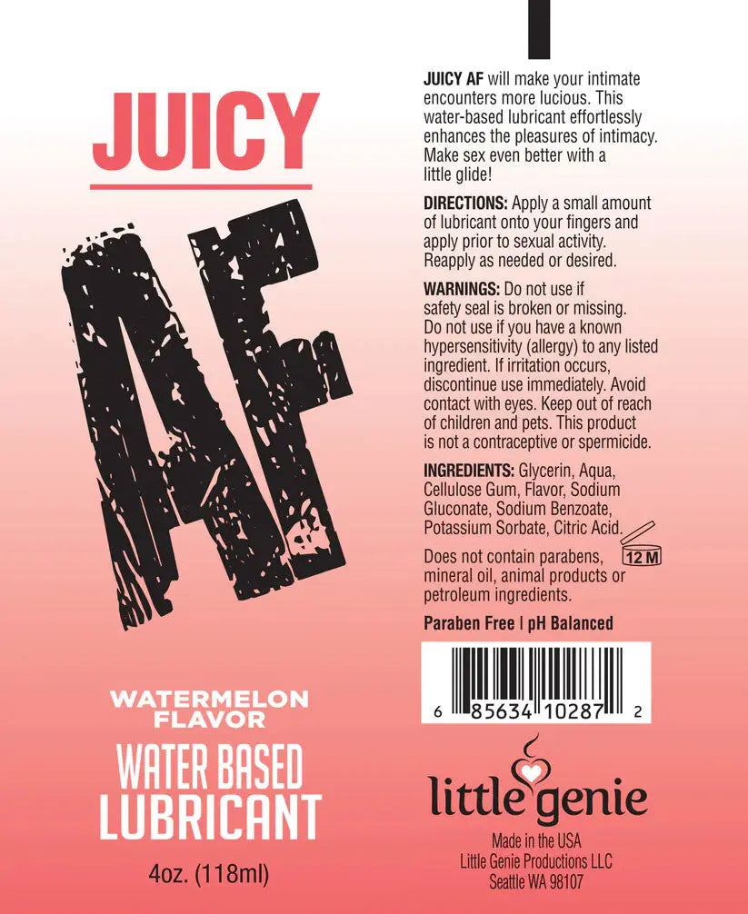 Juicy Af - Watermelon Water Based Flavored Lubricant - 4 Oz – body-safe materials | Fu'Cha Exotics