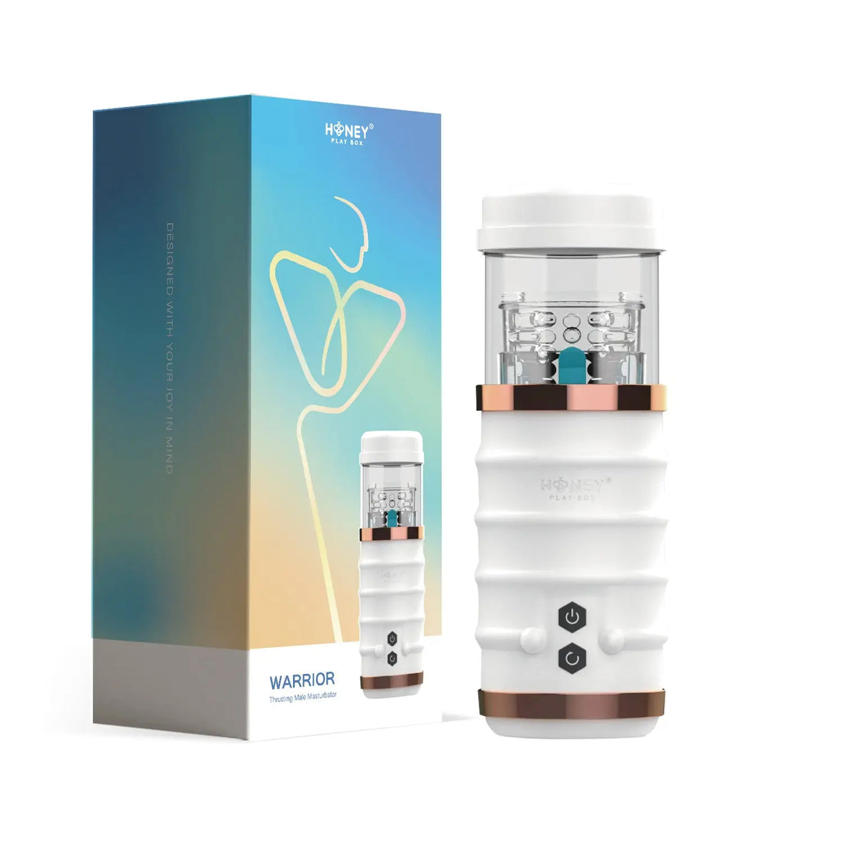 Warrior Thrusting Male Masturbator - White – body-safe materials | Fu'Cha Exotics