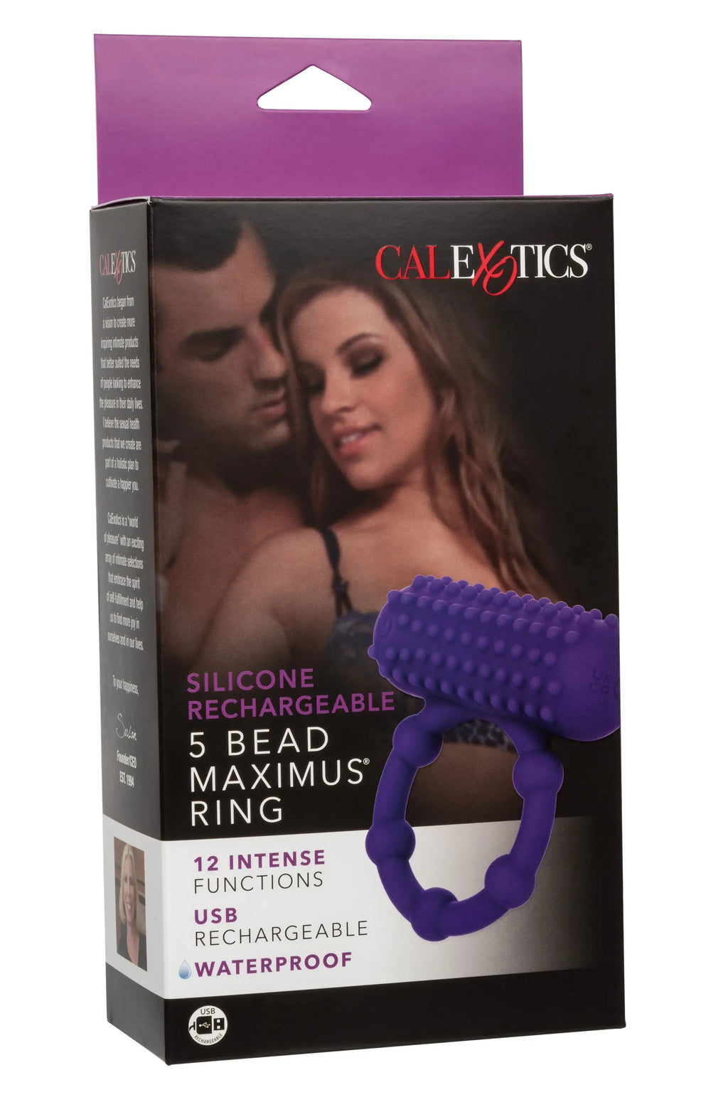 Silicone Rechargeable 5 Bead Maximus Ring - Purple – body-safe silicone 12 vibration modes | Fu'Cha Exotics