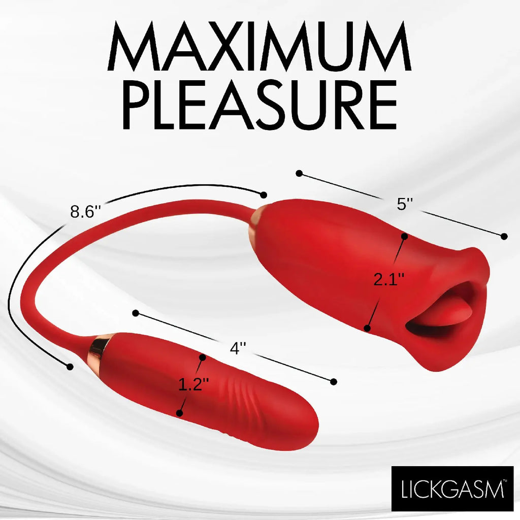 Magic Kiss Kissing Clitoral Stimulator With Thrusting Vibrator - Red – body-safe materials | Fu'Cha Exotics
