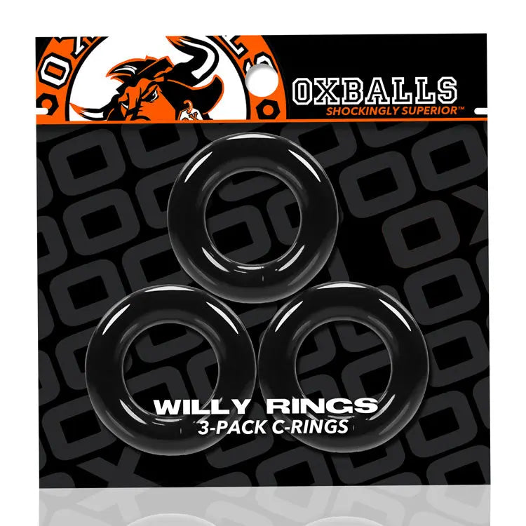 Willy Rings 3-Pack Cockrings - Black – body-safe materials | Fu'Cha Exotics