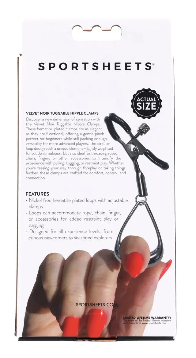 Velvet Noir Tuggable Nipple Clamps – body-safe materials | Fu'Cha Exotics