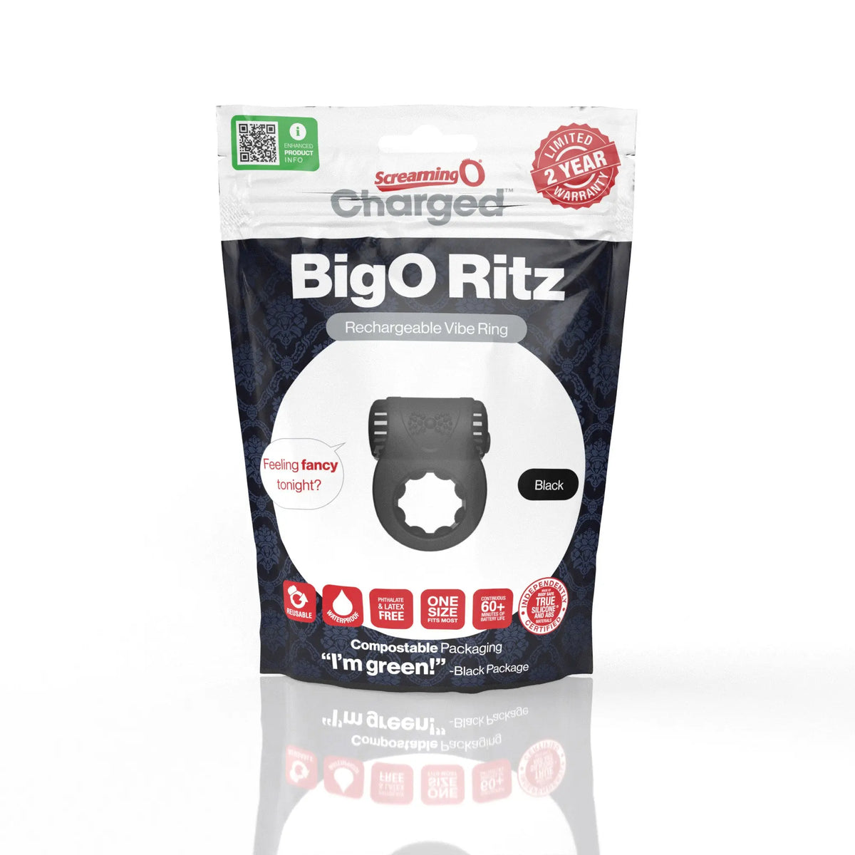Screaming O - Big O Ritz Rechargeable Vibe Ring - Black – body-safe materials | Fu'Cha Exotics