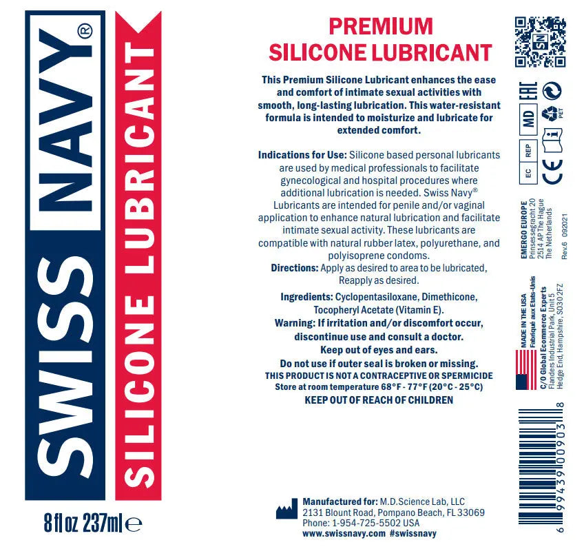 Swiss Navy Silicone Lube - 8 Fl. Oz. – body-safe silicone | Fu'Cha Exotics