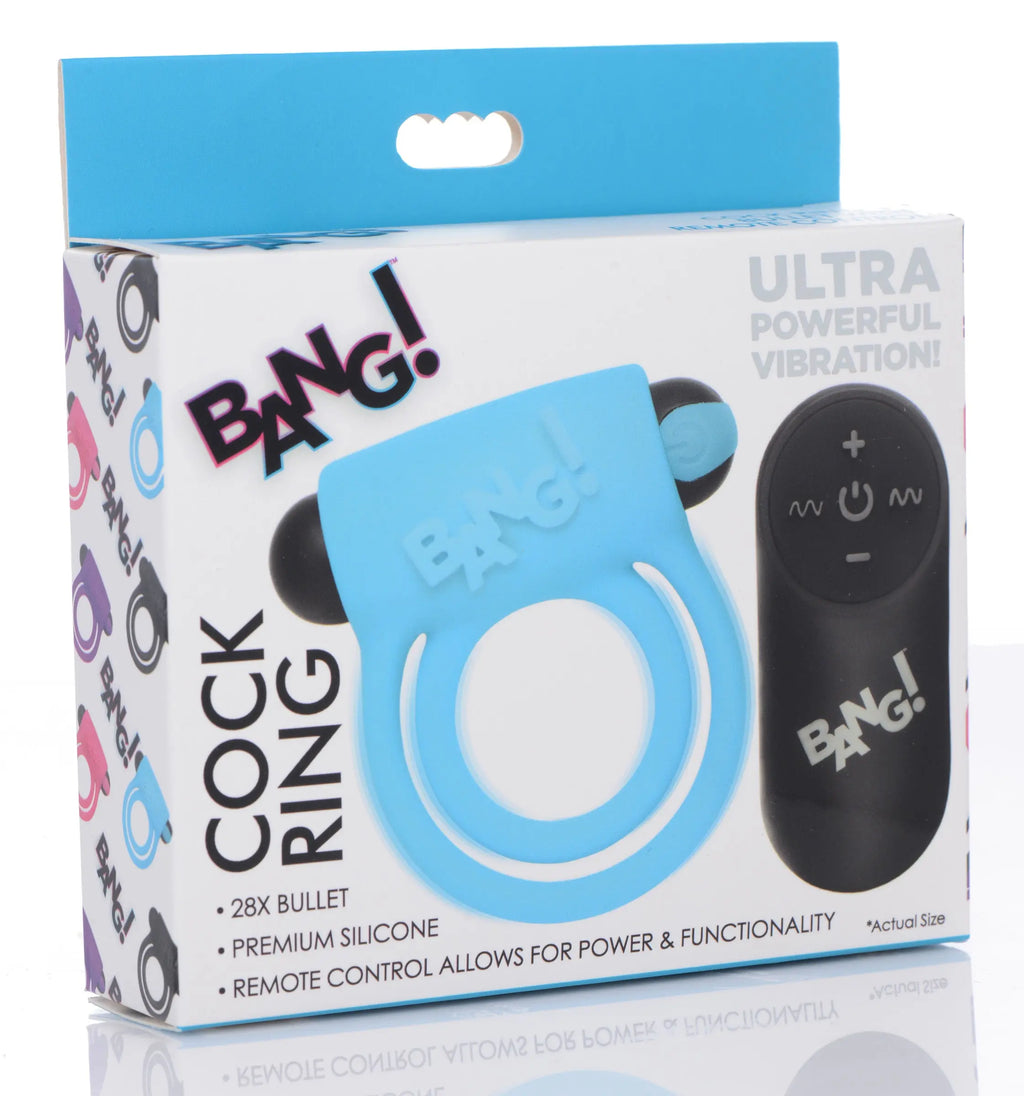 Bang - Silicone Cockring and Bullet With Remote Control - Blue – body-safe materials | Fu'Cha Exotics