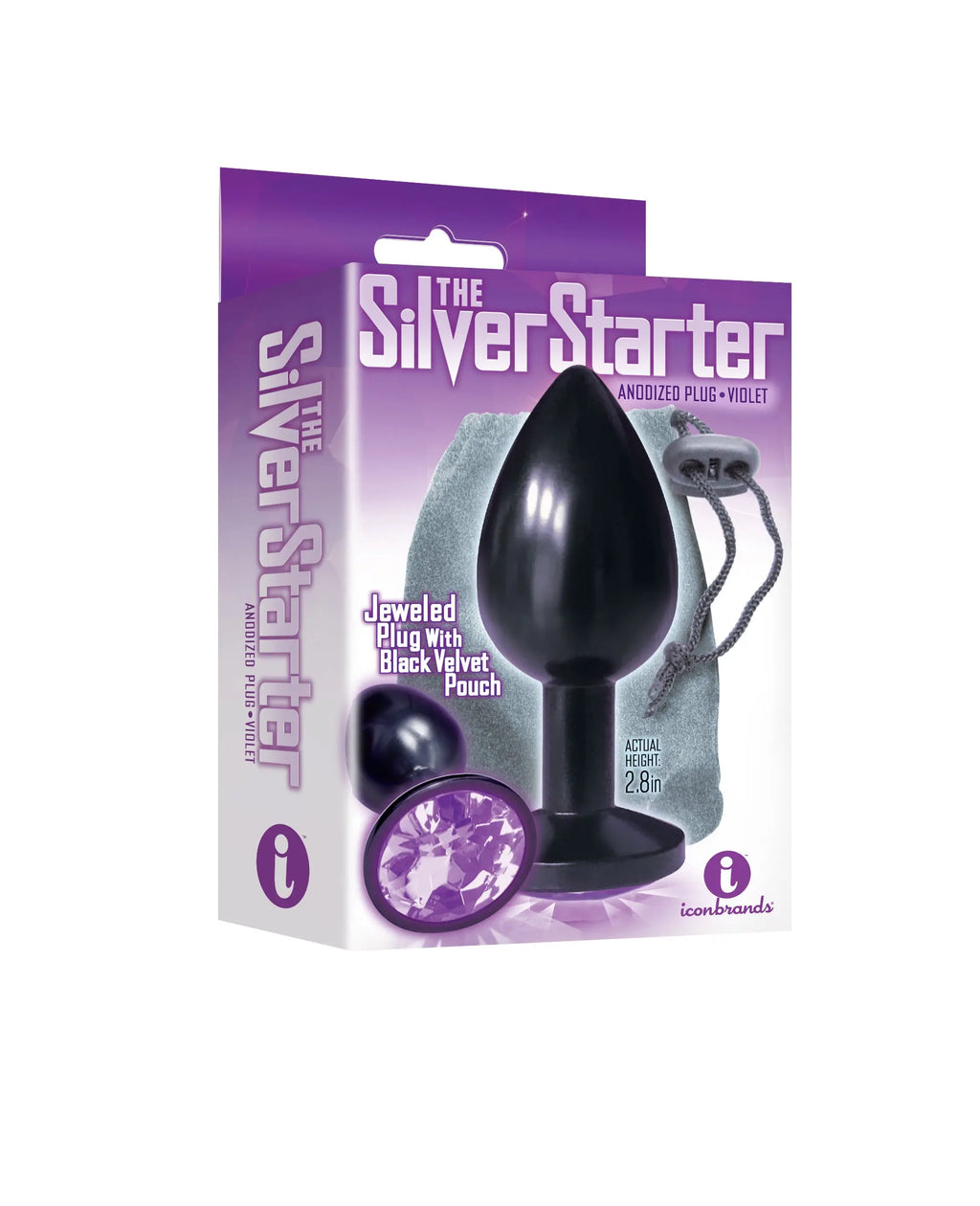 The 9's the Silver Starter Anodized Bejeweled Stainless Steel Plug - Violet – stainless steel | Fu'Cha Exotics
