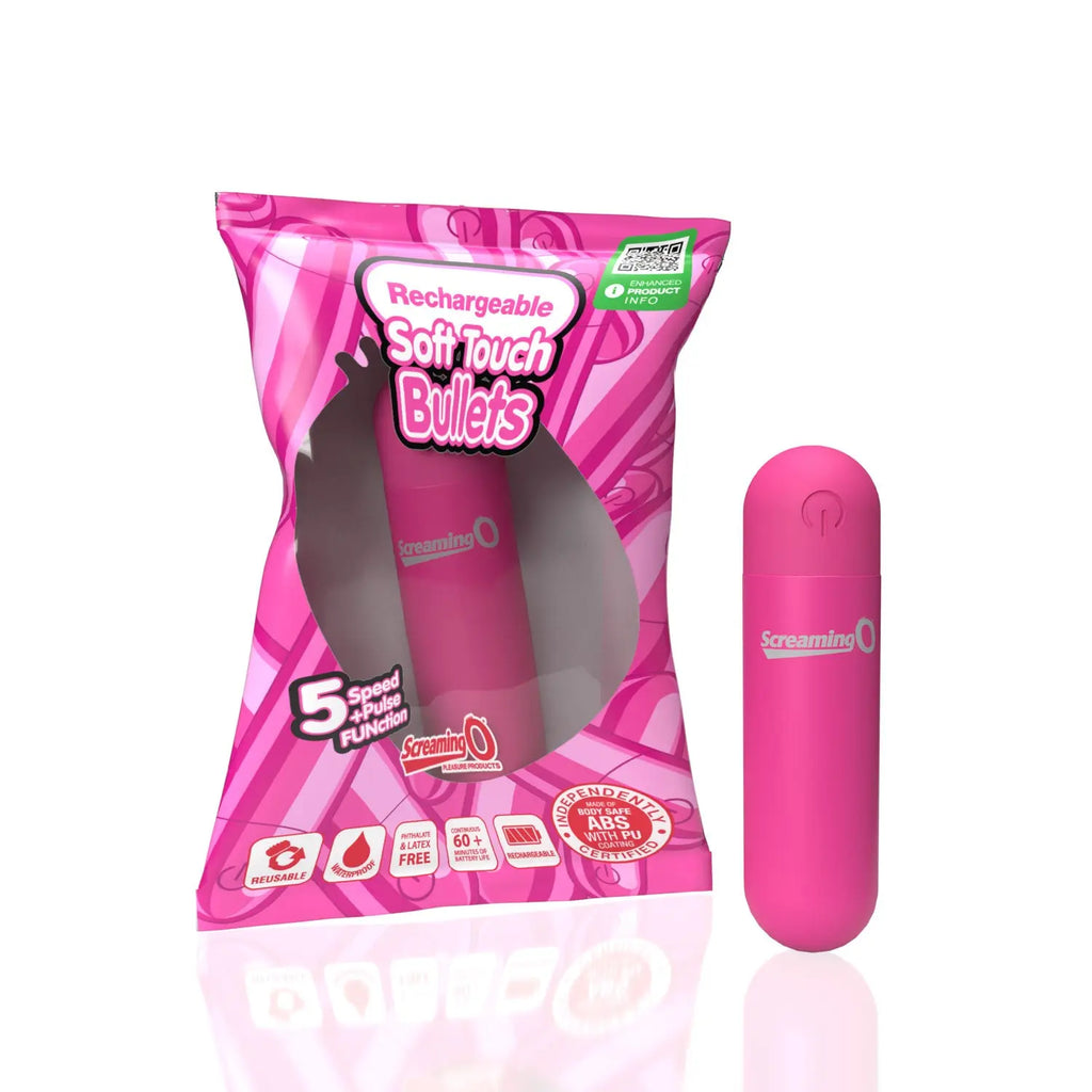 Screaming O Soft Touch Rechargeable Bullet - Pink – ABS plastic 5 vibration modes | Fu'Cha Exotics
