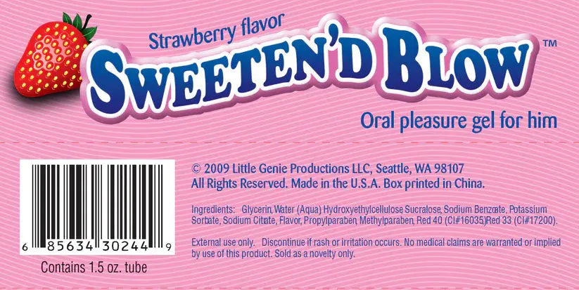 Sweeten'd Blow - Strawberry – body-safe materials | Fu'Cha Exotics
