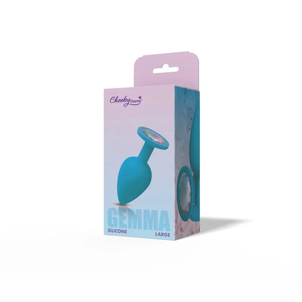 Gemma Clear Iridescent Gem Teal Silicone Plug - L – body-safe silicone fully waterproof | Fu'Cha Exotics