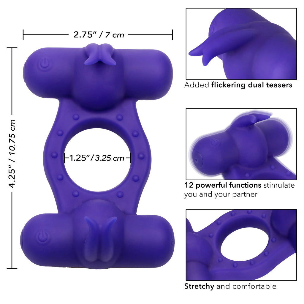 Silicone Rechargeable Triple Orgasm Enhancer - Purple – body-safe silicone 12 vibration modes | Fu'Cha Exotics
