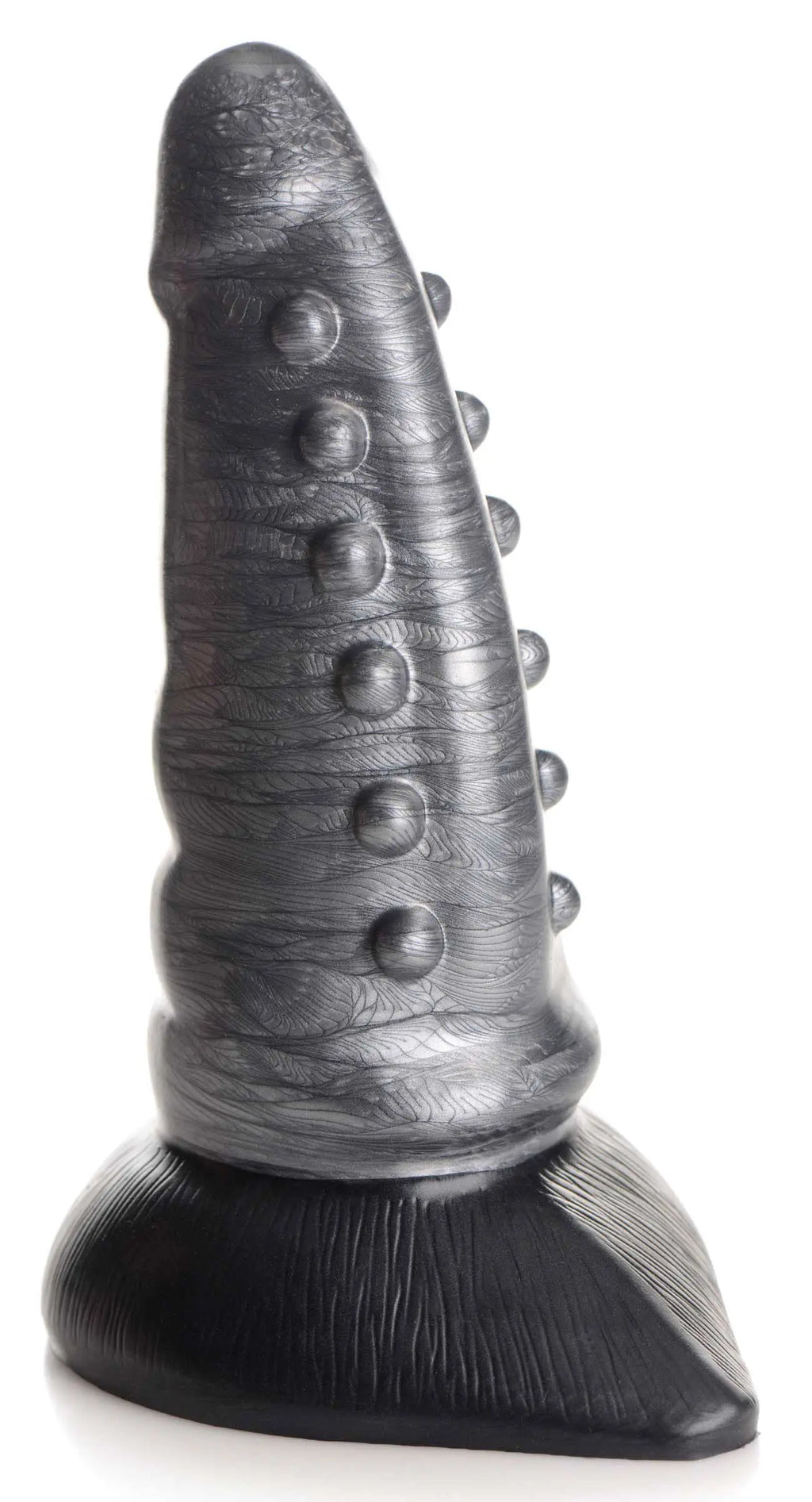 Beastly Tapered Bumpy Silicone Dildo - Silver – body-safe materials | Fu'Cha Exotics
