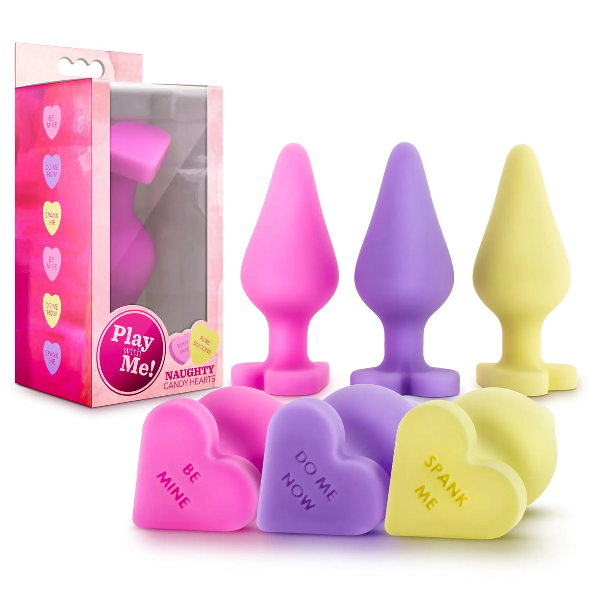 Naughty Candy Hearts Display - 9 Pieces - Assorted Colors – body-safe materials | Fu'Cha Exotics