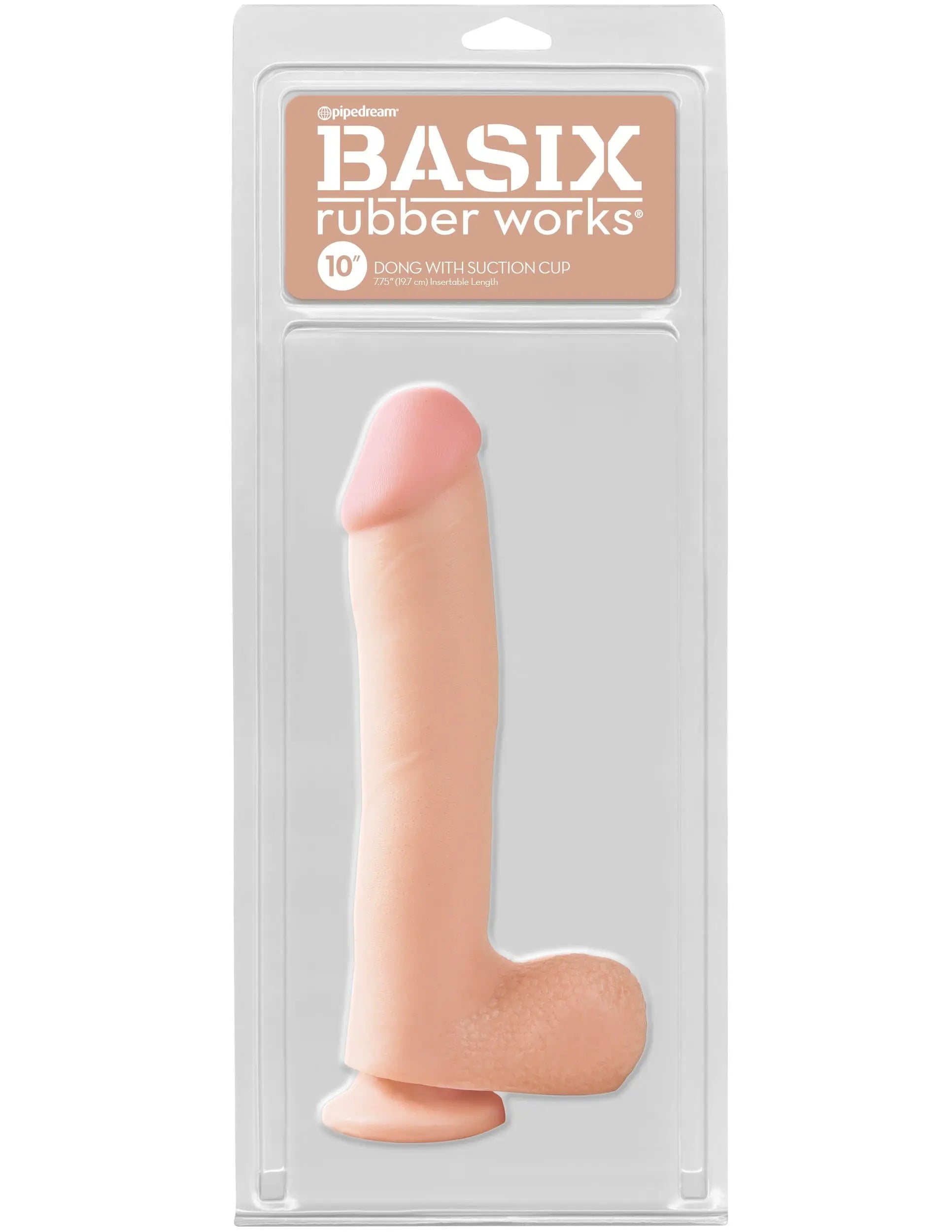 Basix Rubber Works 10-inch flesh dildo with suction cup base