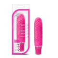 Fuchsia mini silicone vibrator with diamond quilt grip texture