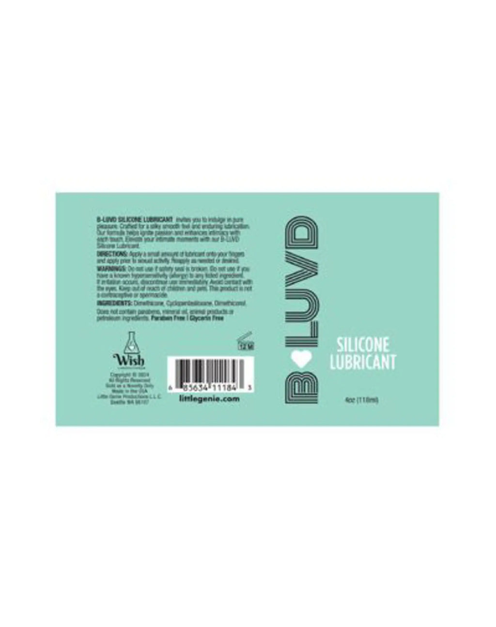 B-Luvd Silicone Lubricant 4oz – body-safe materials | Fu'Cha Exotics