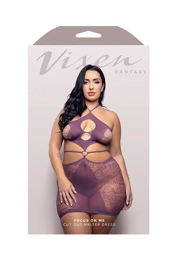 Focus on Me Cut-Out Halter Dress - Queen - Purple Wisteria – body-safe materials | Fu'Cha Exotics