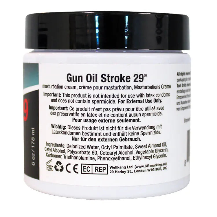 Gun Oil Stroke 29 6 Oz 178ml Jar Masturbation Cream – body-safe materials | Fu'Cha Exotics