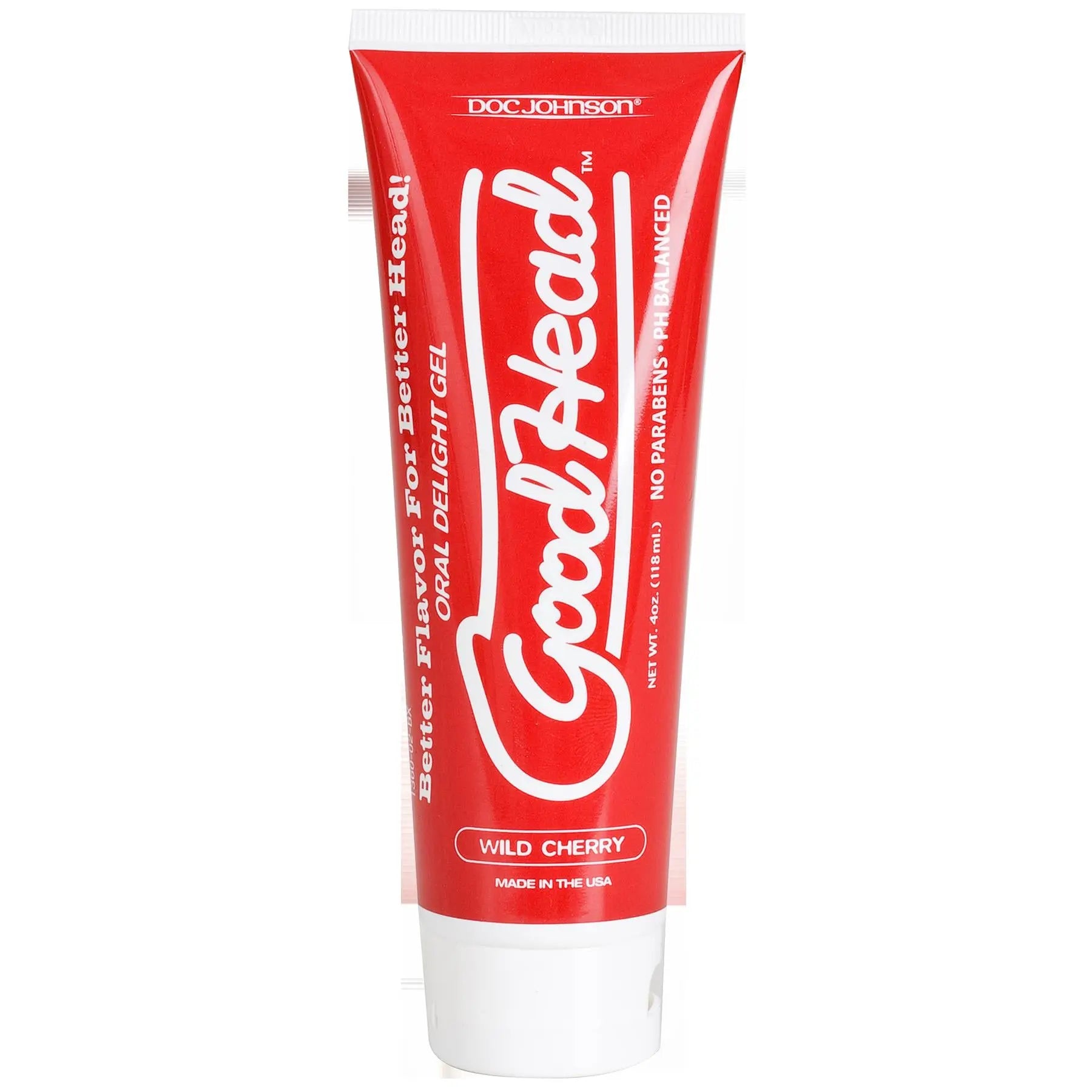 DOC Johnson oral delight gel tube, red and white, Wild Cherry flavor