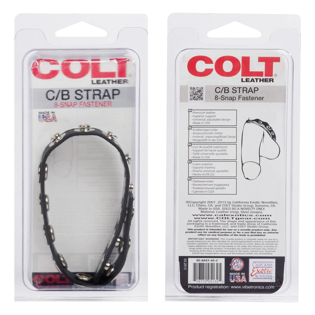 Colt 8 Snap Fastener Leather Strap - Black – genuine leather | Fu'Cha Exotics