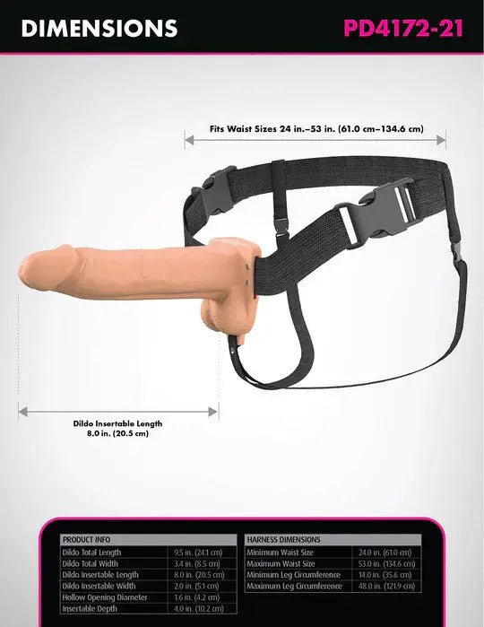 Fantasy X-Tensions Elite 8" Vibrating Hollow Silicone Strap-on - Light – body-safe materials | Fu'Cha Exotics