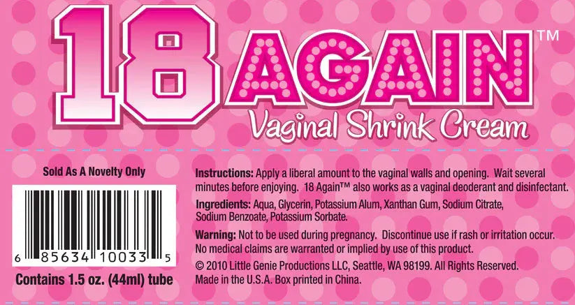 18 Again Vaginal Shrink Cream - 1.5 Fl. Oz. – body-safe materials | Fu'Cha Exotics