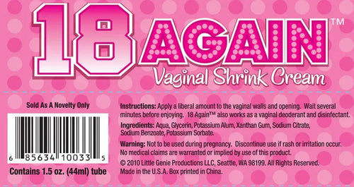 18 Again Vaginal Shrink Cream - 1.5 Fl. Oz. – body-safe materials | Fu'Cha Exotics