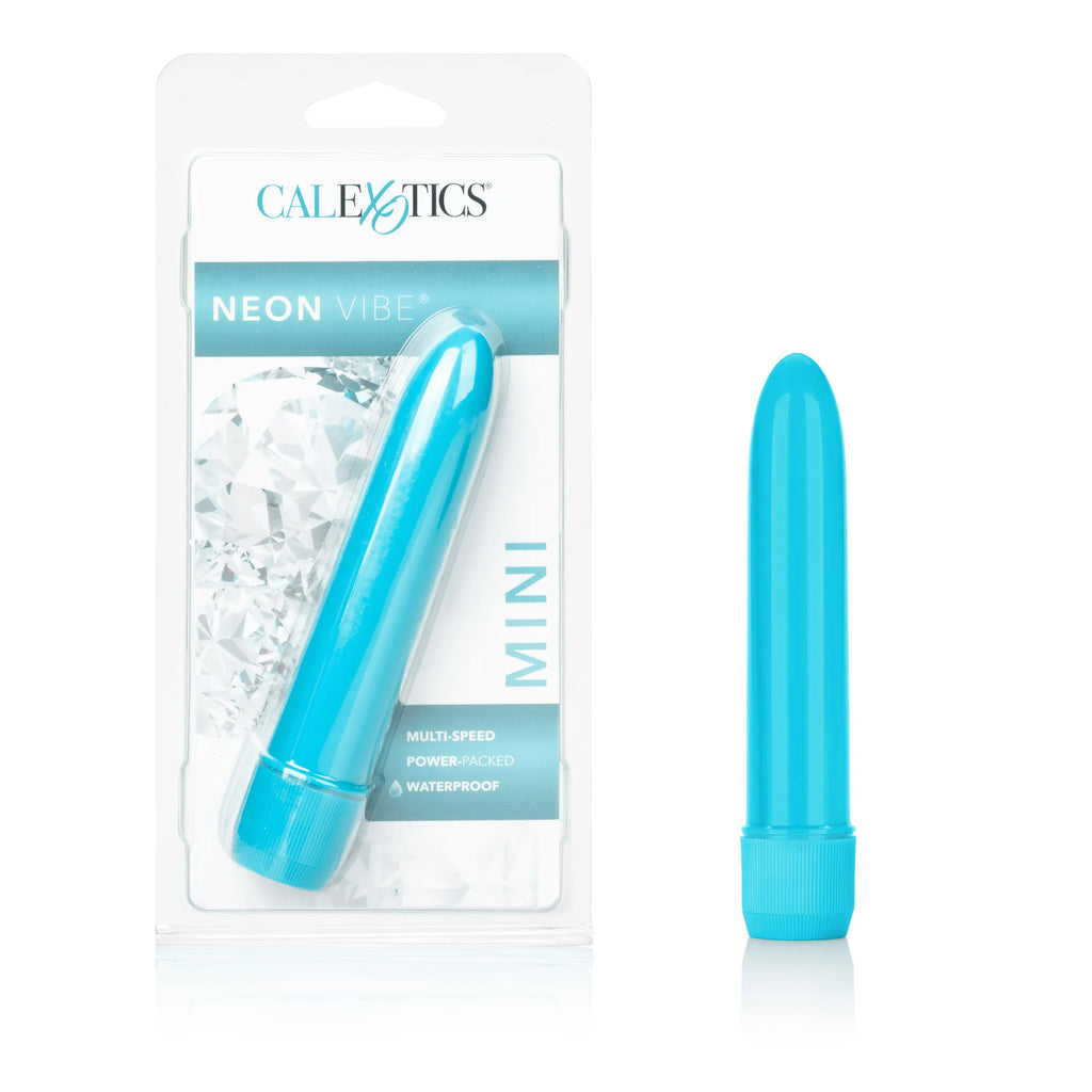 Mini Neon Multi-Speed Vibe 4.5 Inches - Blue – body-safe materials | Fu'Cha Exotics