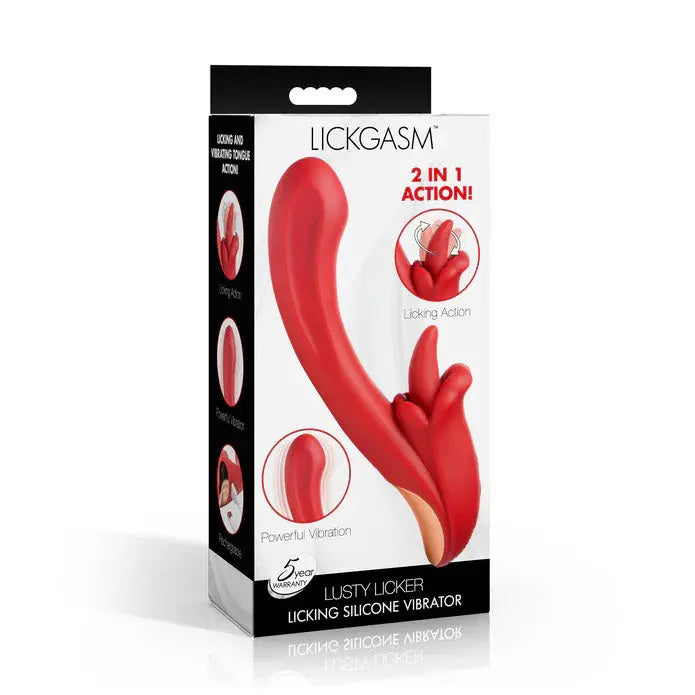 Lusty Licker Licking Silicone Vibrator - Red – body-safe silicone 10 vibration modes | Fu'Cha Exotics