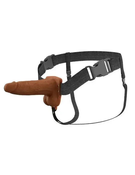 Fantasy X-Tensions Elite 6" Vibrating Hollow Silicone Strap-on - Brown – body-safe materials | Fu'Cha Exotics