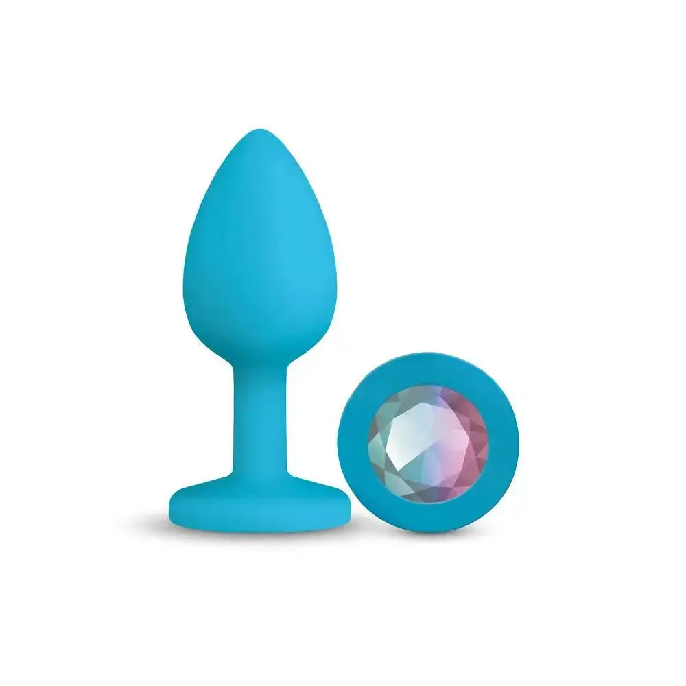 Gemma Clear Iridescent Gem Teal Silicone Plug - L – body-safe materials | Fu'Cha Exotics
