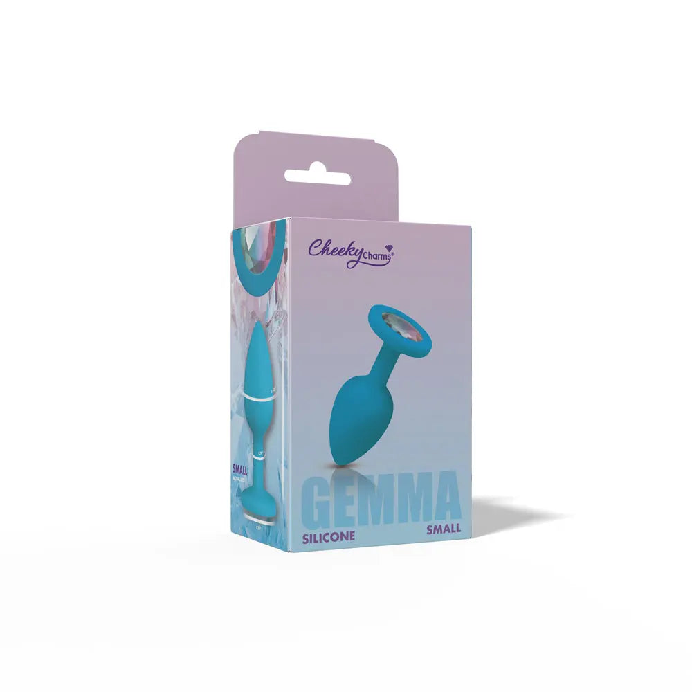 Gemma Clear Iridescent Gem Teal Silicone Plug - S – body-safe materials | Fu'Cha Exotics