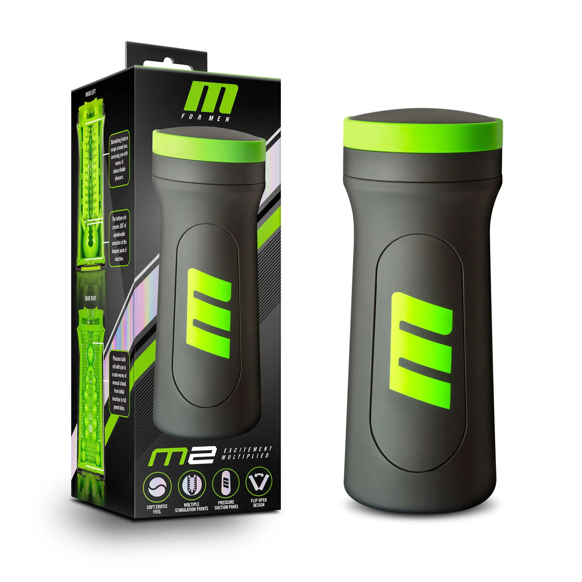 M for Men - M2 - Male Masturbator Cup - Black – body-safe materials | Fu'Cha Exotics