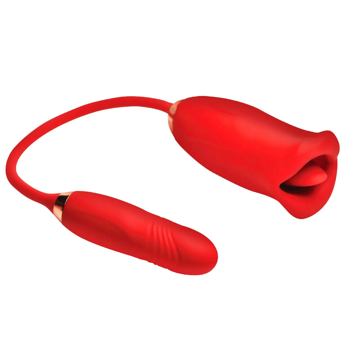 Magic Kiss Kissing Clitoral Stimulator With Thrusting Vibrator - Red – body-safe materials | Fu'Cha Exotics