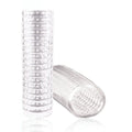 Clear transparent sleeve with repeating oval stitch pattern