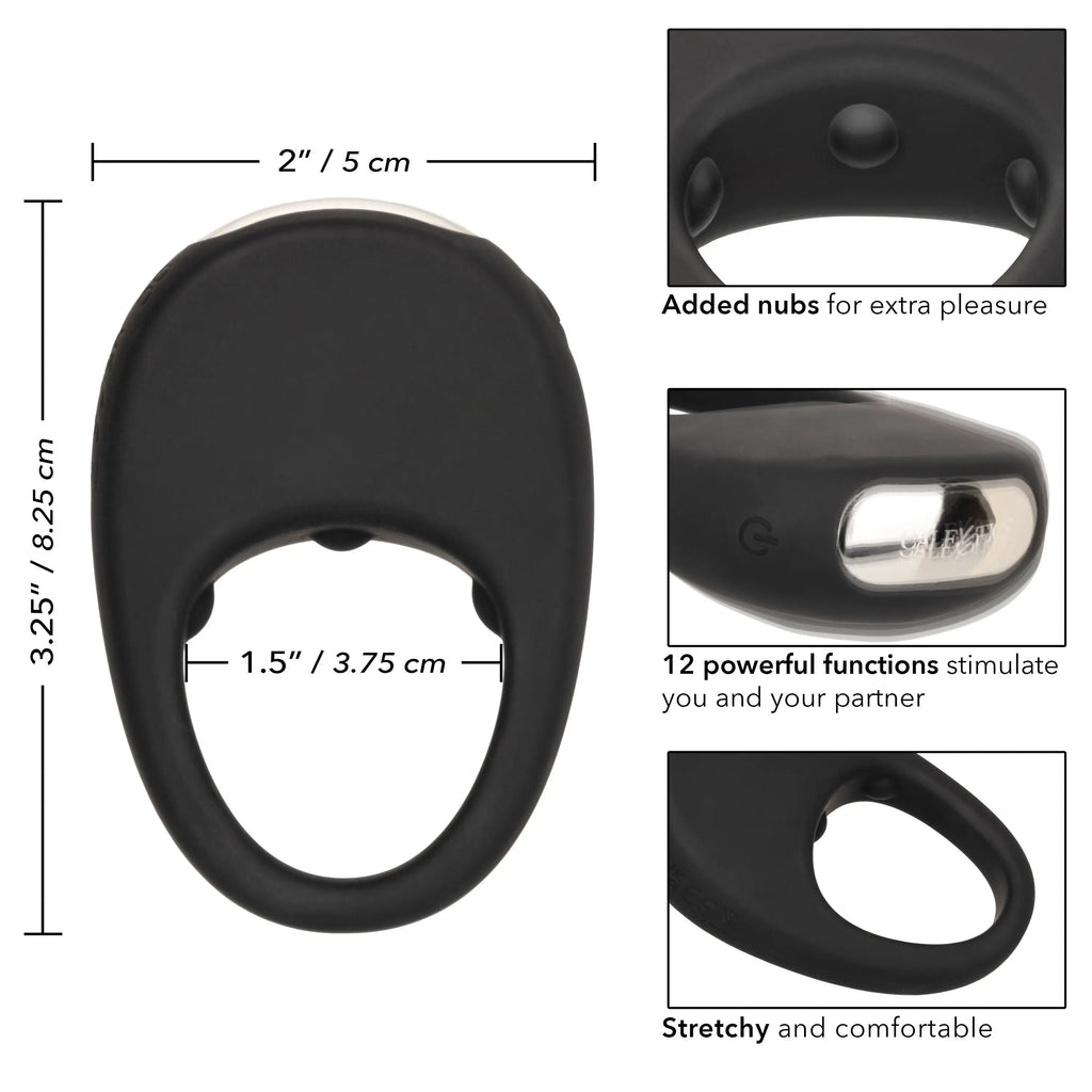Silicone Rechargeable Pleasure Ring - Black - Black – body-safe materials | Fu'Cha Exotics