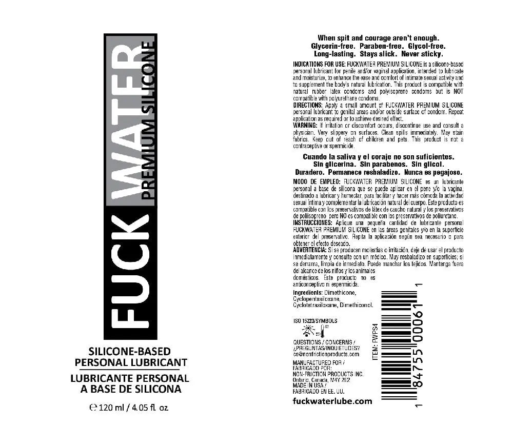 Fuck Water Premium Silicone Lubricant - 4 Fl. Oz. – body-safe silicone | Fu'Cha Exotics
