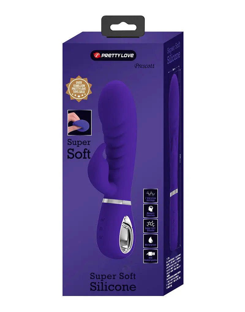 Prescott Super Soft Rabbit Silicone Vibrator - Purple – body-safe silicone 7 vibration modes | Fu'Cha Exotics