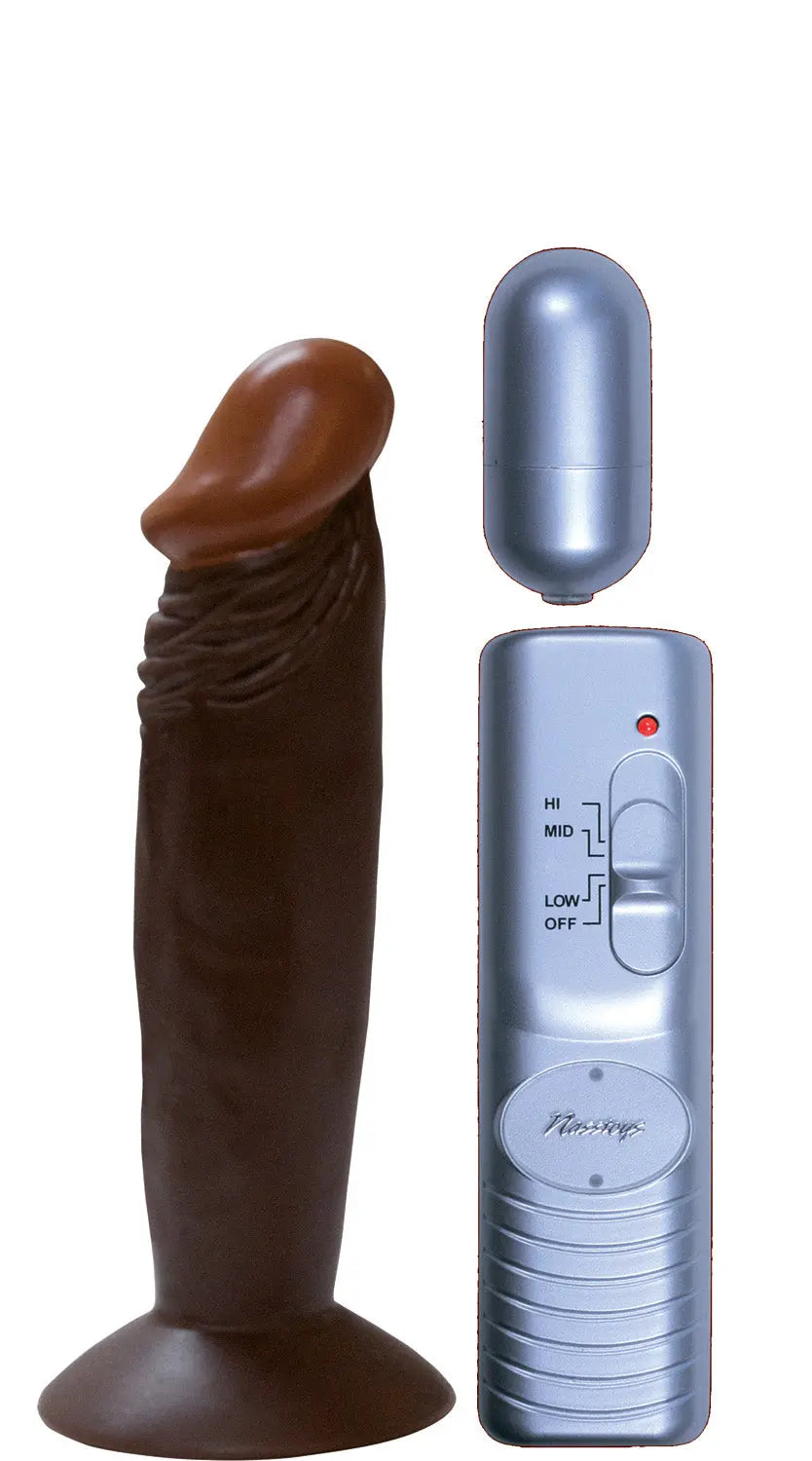 Afro American Whoppers 6 Inch Vibrating Dong With Bullet - Brown – ABS plastic suction stimulation | Fu'Cha Exotics