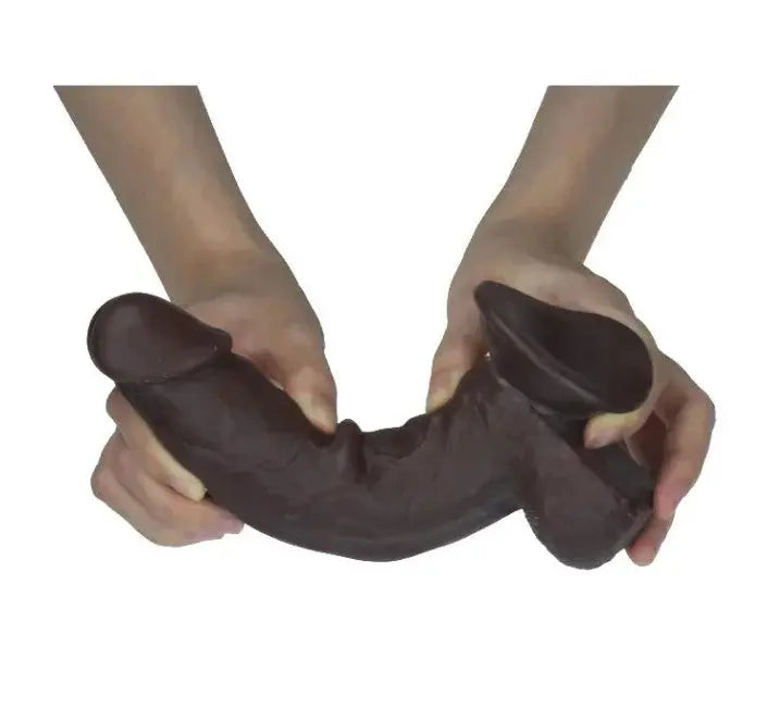 Real Skin 7.5" Dual Layer Dildo - Dark Brown – body-safe materials | Fu'Cha Exotics