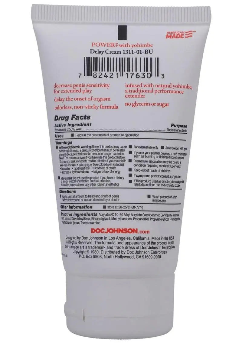 Power Plus Delay Cream for Men - Bulk - 2 Oz. – body-safe materials | Fu'Cha Exotics
