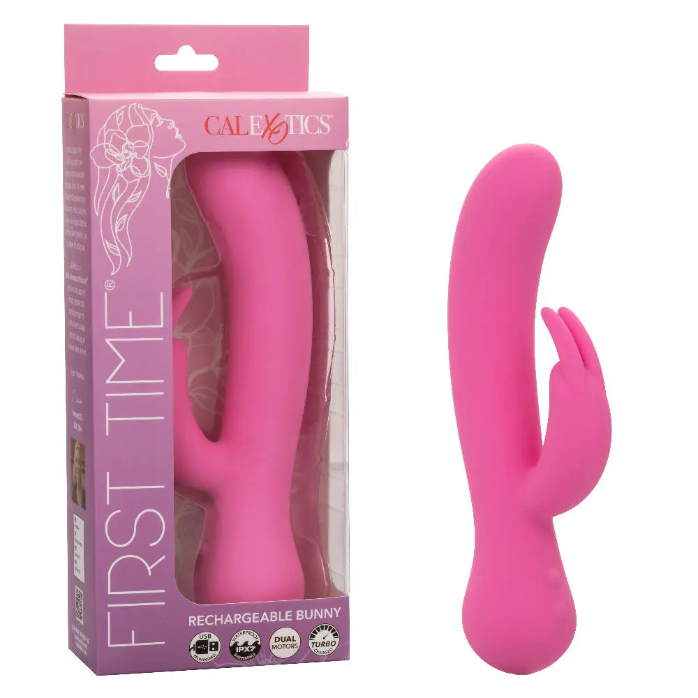 First Time Rechargeable Bunny - Pink – body-safe silicone USB-rechargeable | Fu'Cha Exotics